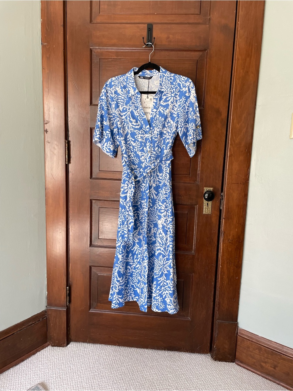 Blue and White Floral Shirt Dress